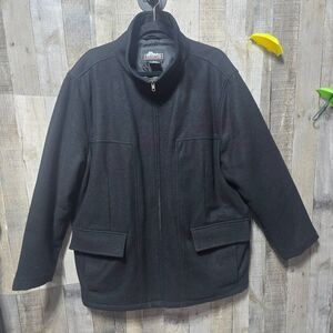 Woodlake Black Wool Blend Satin Linrd Mens L Coat